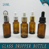 20ml Cylinder Shape Amber Essential Oil Glass Bottle with Dropper