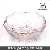 Rose Carving Color and Frosted Round Glass Bowl (GB1633XMG/PDS)