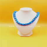 Square Beads Necklace Made of Pure Natural Stablized Turquoise