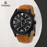 Men's Chronograph Black Dial Brown Leather Watch 72787