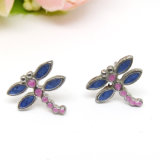 Guangzhou Wholesale Custom Alloy Enamel Dragonfly Stud Earring Jewelry