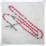Different Colours Religious Pink Plastic Beads Rosary (IO-cr094)