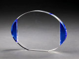 Oval Crystal Paperweight-Blue