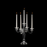 Wedding Table Centerpieces Candle Holder 5 Arms Clear Crystal Candelabra with Hanging Crystals