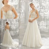 Crystal Beaded Organza Evening Prom Bridesmaid Bridal Dress Wedding Gown (8182)
