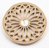 Fashion Rose Gold Coin with White Crystal