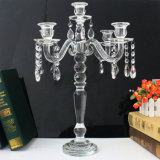 Acrylic 5-Arms Metal Candelabras with Crystal Pendants Wedding Candle Holder Centerpiece Party Decor