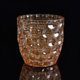 Debossed Pattern Glass Candle Holder with Iridescent Effect