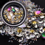 Colorful Glitter Beads Rhinestones Charms Gems Metal Shell Hollow Flake Rivet Studs DIY 3D Nail Art Decorations (NR-15)