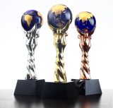 Metal Trophy with a Crystal Earth International Competition Award Cup Oscar Trophy Golden Ball Award