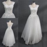 Custom Simple Crystal Beading Lace Ball Gown Bridal Wedding Dress