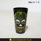 480ml Skull Head Black Pint Glass with Colors Laser Painting