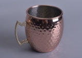 Hammered Metal Candle Jar with Rose Gold Color