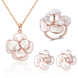 Wholesale Flower Design Enamel Gold Plated Without Stone Jewelry Set