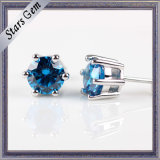 Fashion 3.0mm Shining Blue Earring Jewelry in Stering Silver
