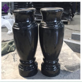 Polished Absolute Black Granite Flower Vase for Cemetery Tombstone