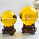 Transparent Decorative K9 Crystal Glass Ball with Yellow