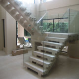 Carbon Steel Spraying Framless Glass Railing Straight Staircase
