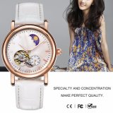 Ladies Automatic Skeleton Watch with White Leather Strap 71065