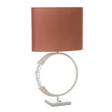 Classical Fabric Reading Lamp Metal Crystal Ring Table Lamp for Guestroom