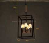Square Decorative Metal Indoor Pendant Lamp with Fabric Shade