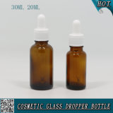 20ml 30ml Amber Glass Essential Oil Bottle with White Plastic Screw Dropper Cap