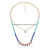 Bohemian Colorful Beads Chain Multi-Layer Pendant Necklace for Women