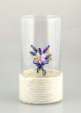 Glass Vase with Cotton Rope and Beautiful Printing
