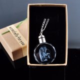 Best Selling Heart Shape 3D Laser Engraving Crystal Glass Photo Keychain