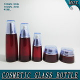 New Fashion Deep Red Glass Cream Container Cosmetic Packaging Bottle