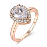 Romantic Style Copper Engagement Ring Golden with Heart Shape Stone