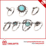Vintage Style Irregularity Imitation Turquoise 7PCS Ring Set