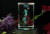 High Quality Crystal Glass 3D Laser Cube with LED/3D Laser Engraved Crystal Cube