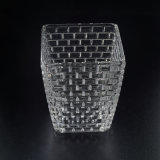 High End Square Candle Vessel with Embossed Pattern