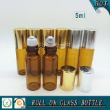 5ml Amber Glass Roll on Bottle with Gold Cap and Metal Roller Ball