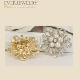 Custom Metal Rhinestone Flower Brooches with Pearls