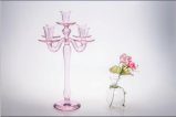 Pink Five Poster Glass Candle Holder for Wedding Decoration