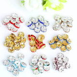 Crystal Ab Rhinestone Rondelle Beads Spacers in Gold