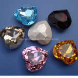 Pujiang Factory Price and Lead Free Handmade Faceted Heart-Shaped Crystal Fancy Stone with Metal Claw for Jewelry Accessory