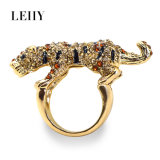 Fashion Leopard Round Crystal Pave Jewelry Gold Alloy Ring