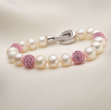 7-8mm Natural Freshwater Cultured Pearls with Crystals Bracelet Jewelry (E150030)