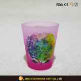 Light Color Pink Decal Printing Frost Shot Cup Glass