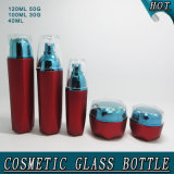 Guangzhou Matte Red Airless Acrylic Mason Cream Jar Glass Bottle Cosmetic Packaging with Lid and Straw