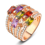 Rose Gold Plated Emerald Gemstone Zircon Wedding Diamond Gold Ring