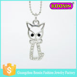 Fashion Women Assessories Alloy Jewelry Silver Crystal Custom Cat Necklace