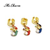 3 Colors Enamel Mini Cute Mermaid Ear Cuff earrings