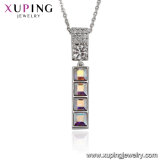 43602 Xuping Simple Shape White Gold Plated Crystals From Swarovski Bar Necklace
