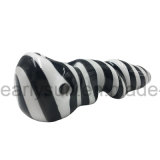 Multi Holed Spoon Black Stripe Cigarette Glass Hand Pipe (ES-HP-485)