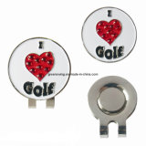 Heart Shape Golf Hat Clip with Crystal Ball Marker