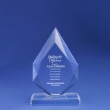 Beautiful Diamond Beveled Edge Flame Crystal Trophy